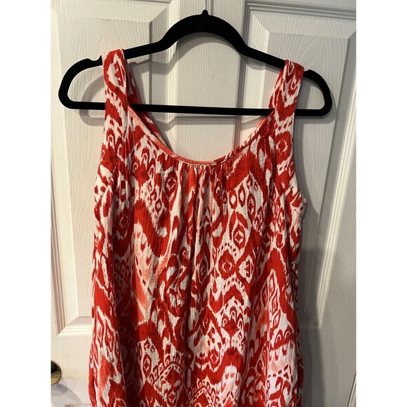 Chicos Dress Womens 0 Sz XS Ikat Maxi Sleeveless Gauze Scarlet Coastal Boho New - Picture 6 of 8